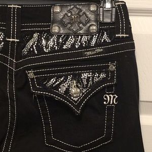 Miss Me Black Boot Cut Diamond Stud Jeans Size 30